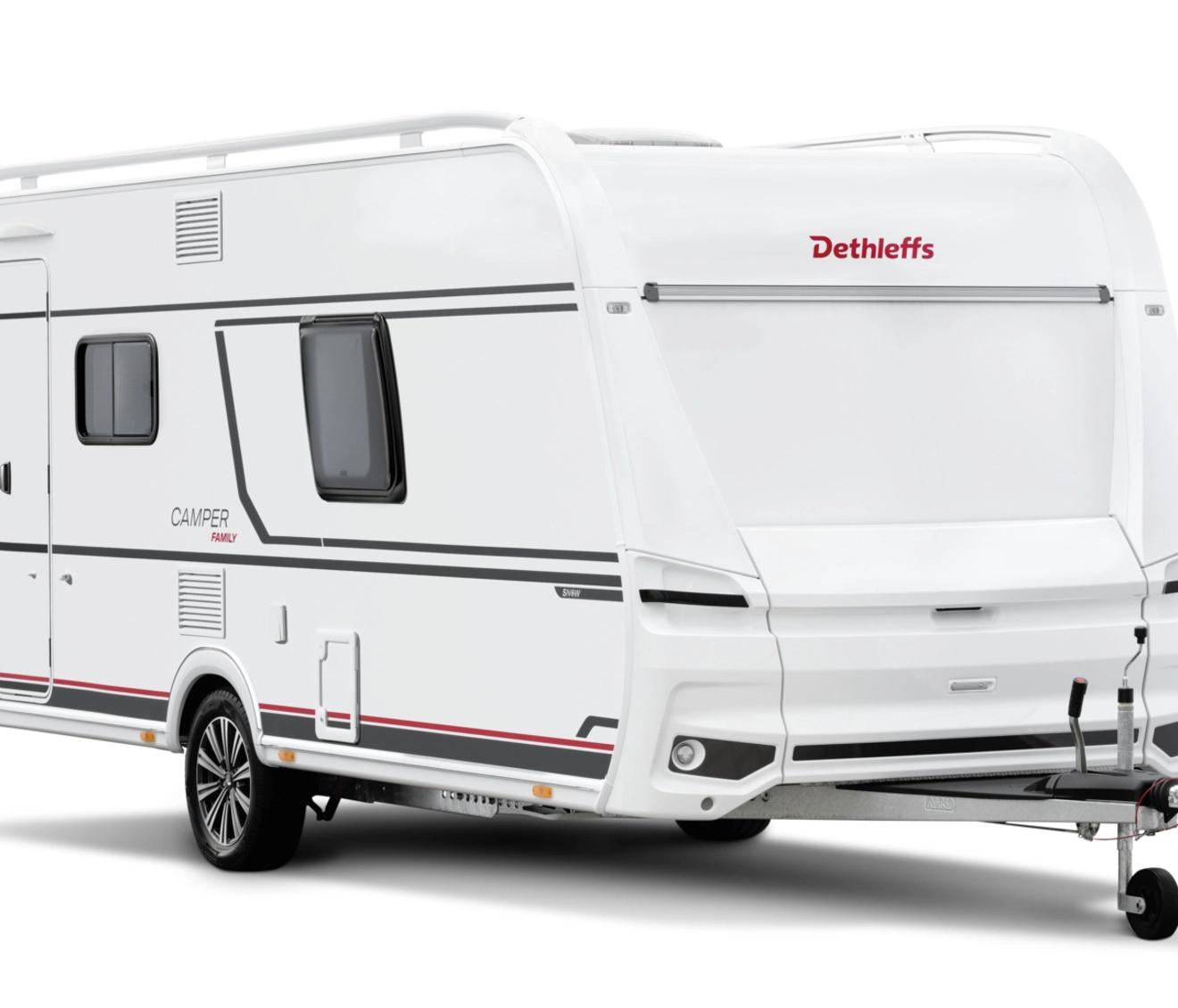 Caravane blanche Dethleffs Camper Family vue de côté
